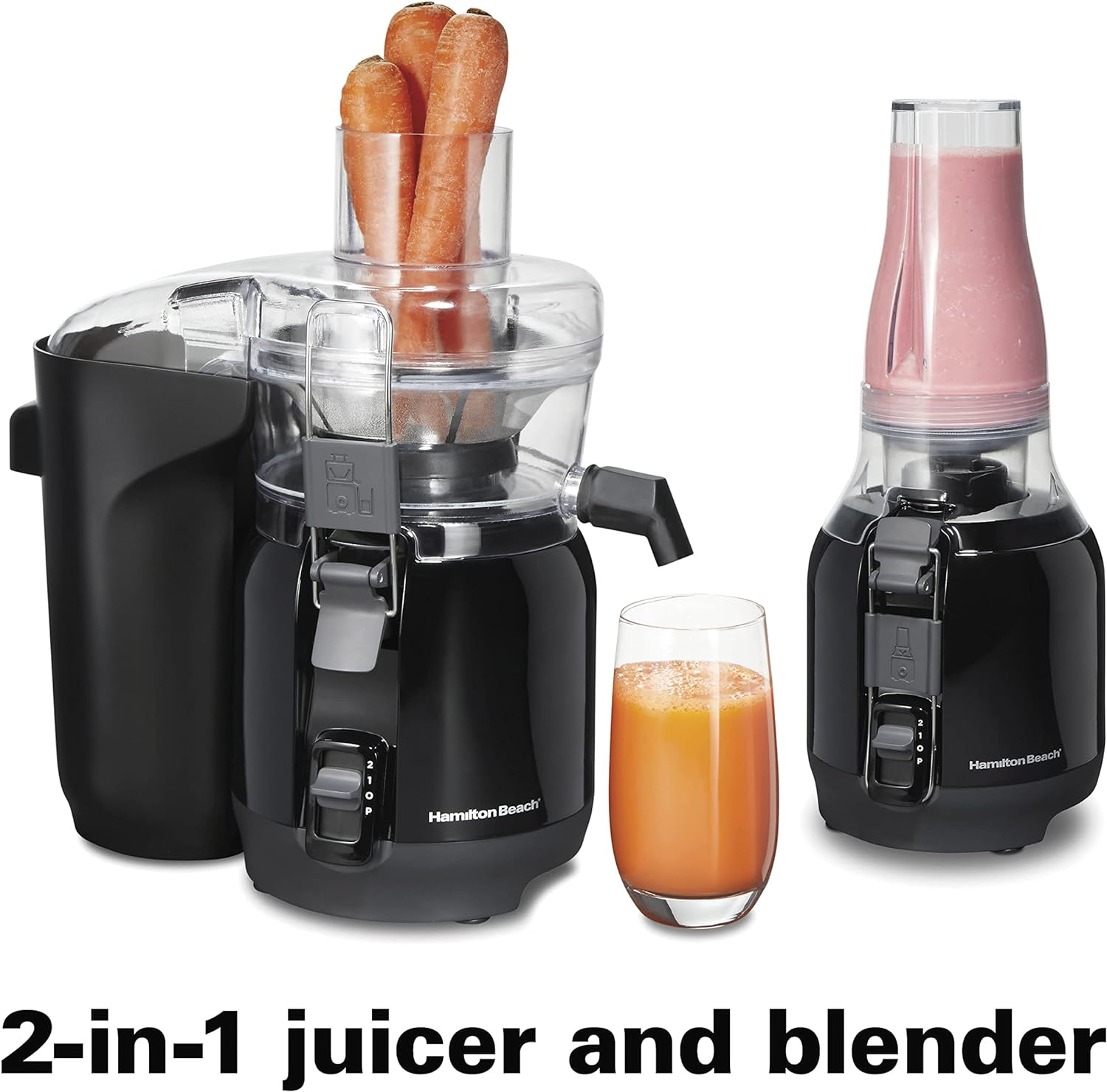 Hamilton Beach Juice & Blend 2-in-1 Juicer Machine and 20 oz. Blender, Big Mouth Large 3” Feed Chute for Whole Fruits and Vegetables, Easy to Clean, Centrifugal Extractor, 800W Motor, Black (67970) - Image 3