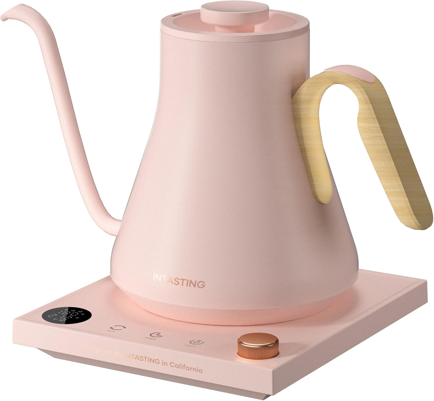 Electric Kettles, INTASTING Gooseneck Electric Kettle, ±1℉ Temperature Control, Stainless Steel Inner, Quick Heating, for Pour Over Coffee, Brew Tea, Boil Hot Water, 0.9L (Pink) - Image 2