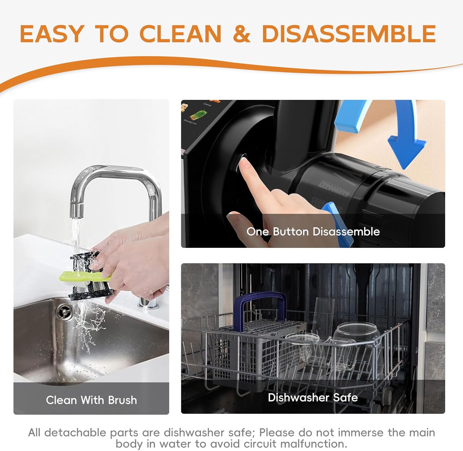 Masticating Juicer Machines, Cold Press Juicer, Easy to Clean with Brush, Touch Screen Stainless Juicer Machines for Vegetable & Fruit, Juice Maker with Quiet Motor & 2 Speed Modes, Silver - Image 6