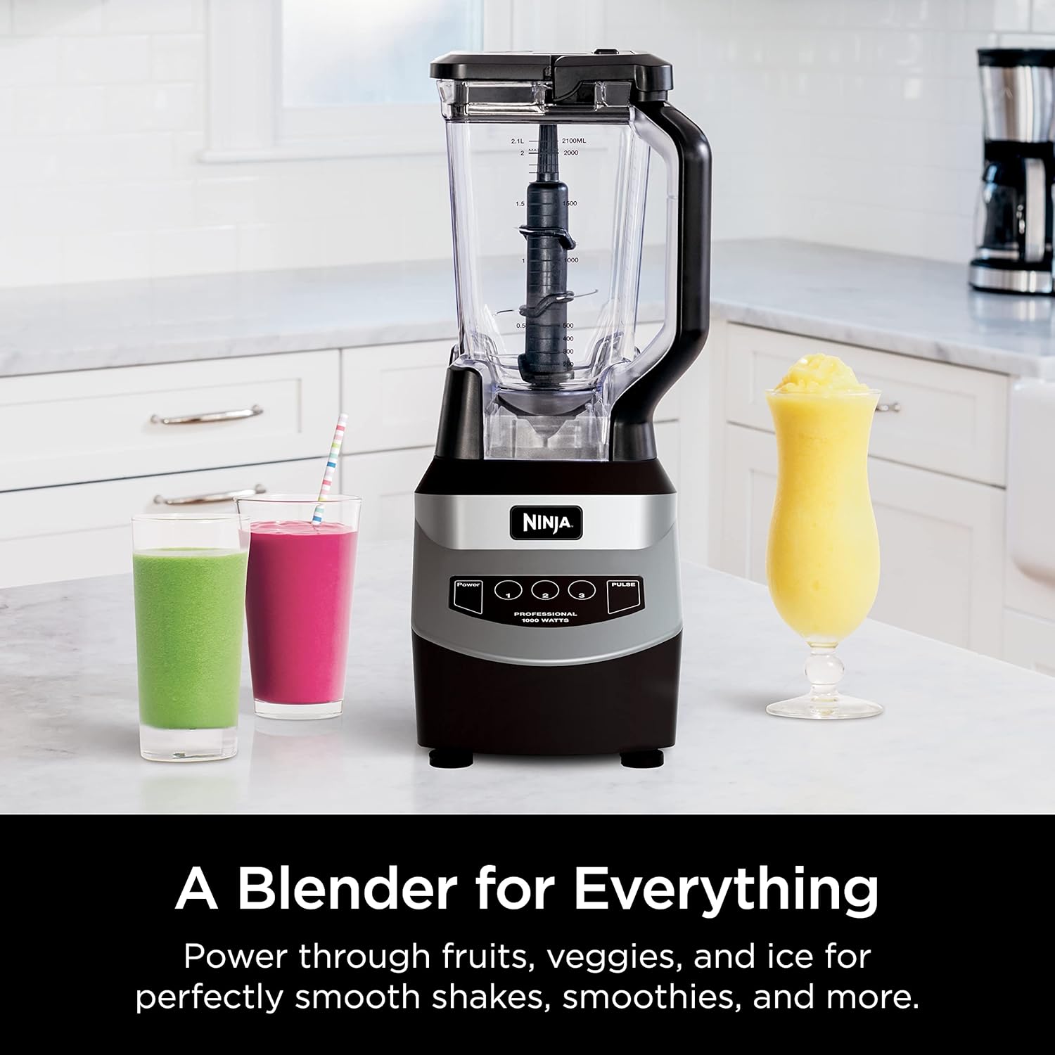 Ninja Blender, For-Smoothies, Salsa, Shakes, Slush, and-Frozen Drinks, Blender, Pitcher, and-Lid, Blender for-Kitchen, Crushes Ice, Fruit, and-Veggies, 1000-Watt, Dishwasher Safe, Black, NJ601AMZ - Image 3