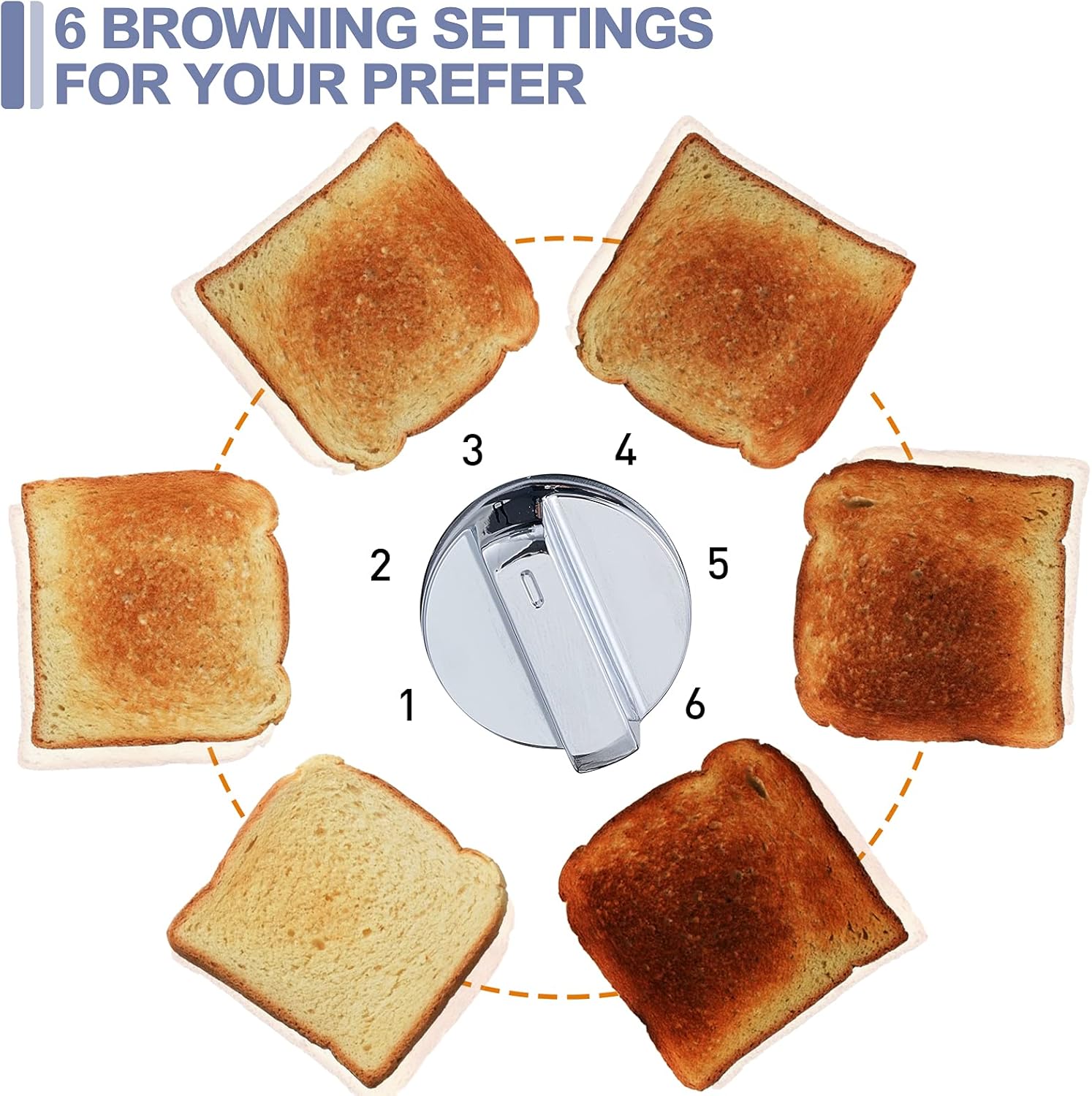 CUSIMAX 4 Slice Toaster, Ultra-Clear LED Display & Extra Wide Slots, Dual Control Panels of 6 Shade Settings, Cancel/Bagel/Defrost Function, Removable Crumb Trays, Stainless Steel Toaster - Image 6