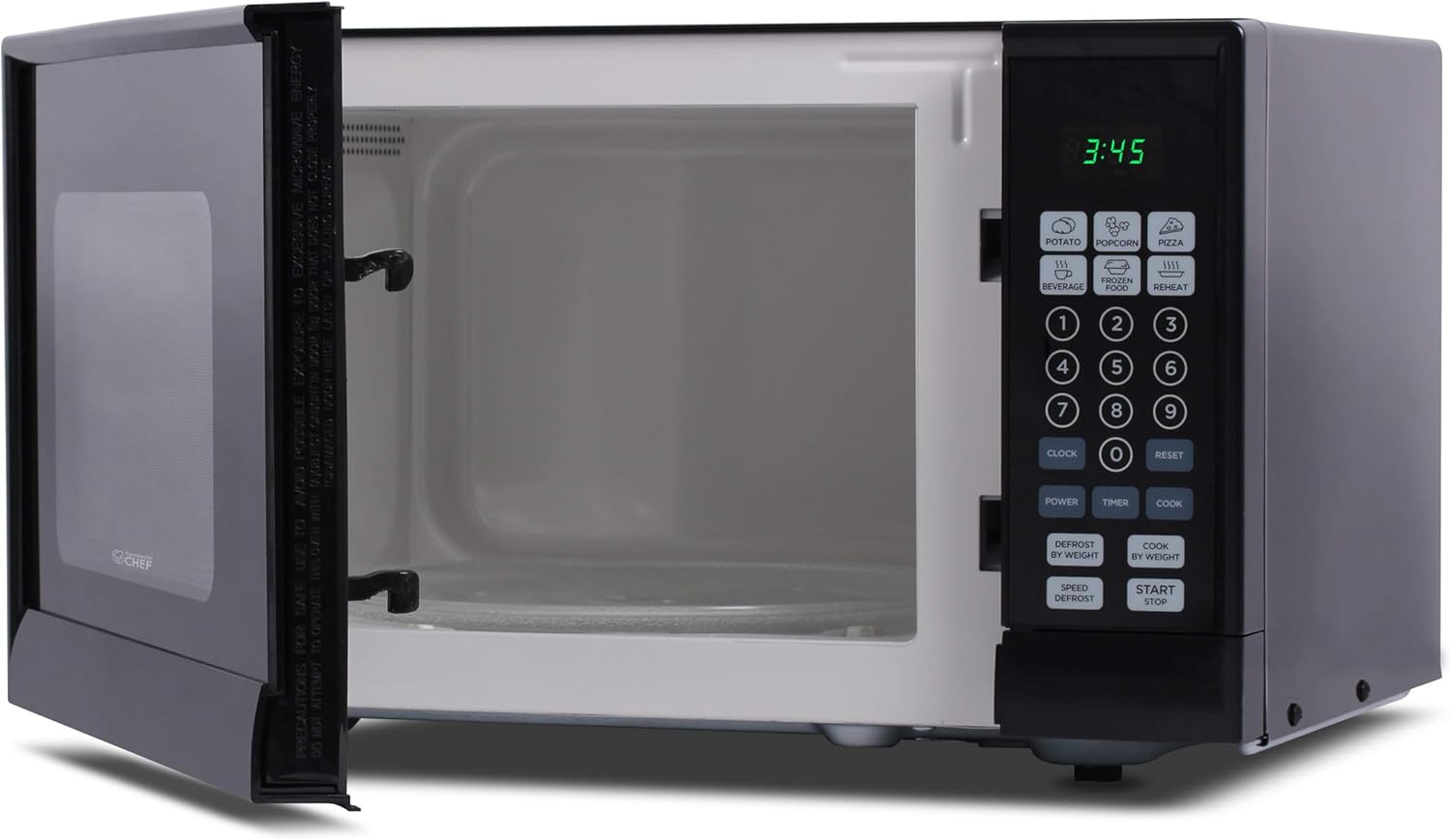 COMMERCIAL CHEF 0.9 Cu Ft Microwave with 10 Power Levels, Push Button and Child Lock, 900 Watt Microwave with Digital Controls, Countertop Microwave with Timer and Quick-Touch Menu, Black - Image 3