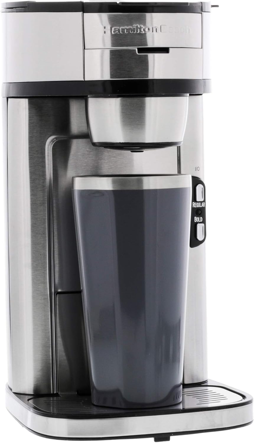 Hamilton Beach The Scoop Single Serve Coffee Maker & Fast Grounds Brewer, Brews in Minutes, 8-14oz. Cups, Stainless Steel - Image 4