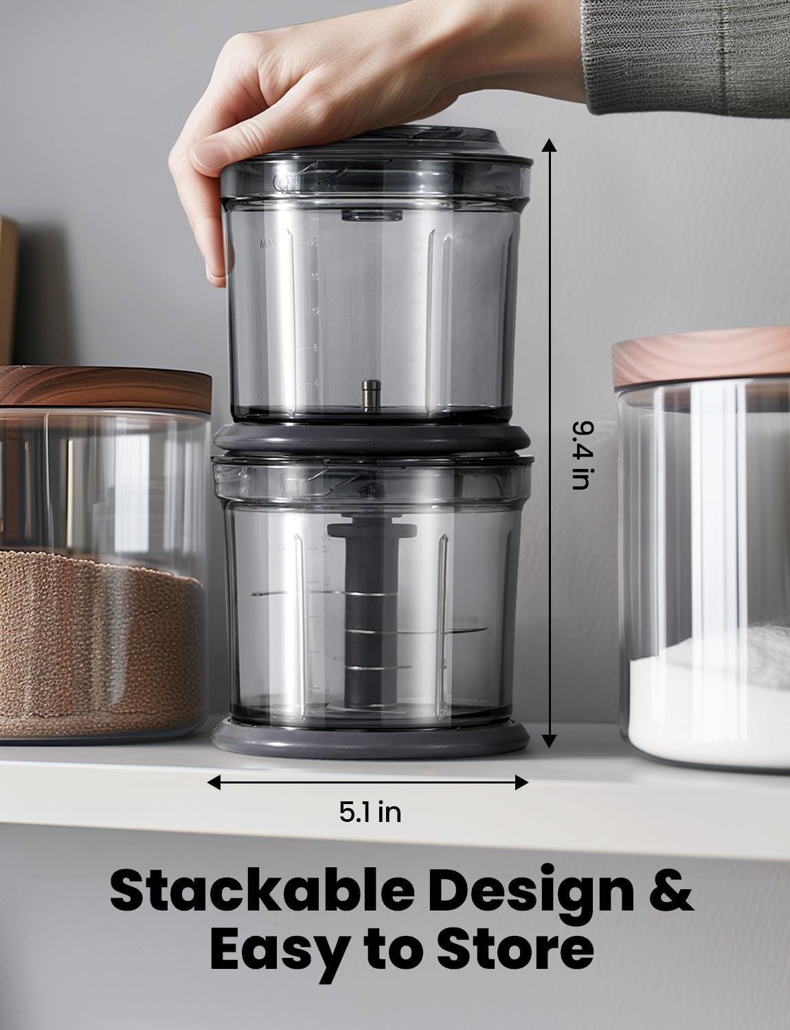 Food Processor 4 Cup, Electric Food Chopper, 【Small but Powerful】Meat Grinder with 2 Bowls, 2 Speed & 4 Blades for Vegetable, Meat, Nuts, Functions for Chopping, Dicing, Mixing and Puree - Image 7