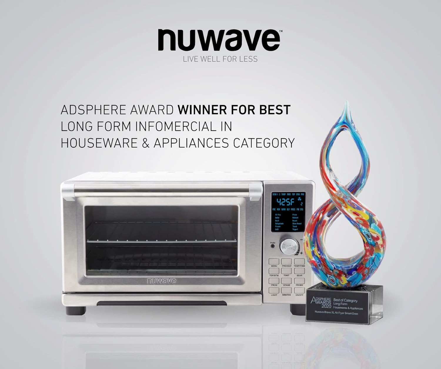 Nuwave Bravo Air Fryer Toaster Smart Oven, 12-in-1 Countertop Convection, 30-QT XL Capacity, 50°-500°F Temperature Controls, Top and Bottom Heater Adjustments 0%-100%, Brushed Stainless Steel Look - Image 8