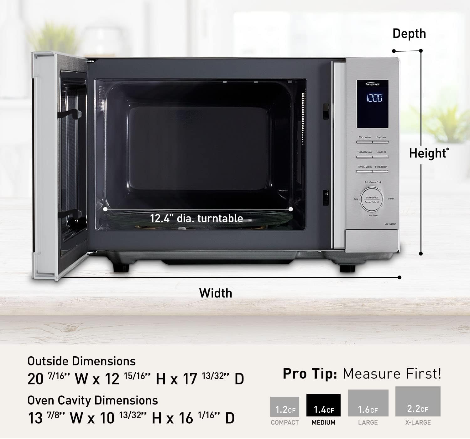 Panasonic NN-SV79MS 1.4 cu.ft Smart Inverter Works with Alexa Countertop Microwave Oven 1200Watt Power with Genius Sensor Cooking, Stainless Steel - Image 6