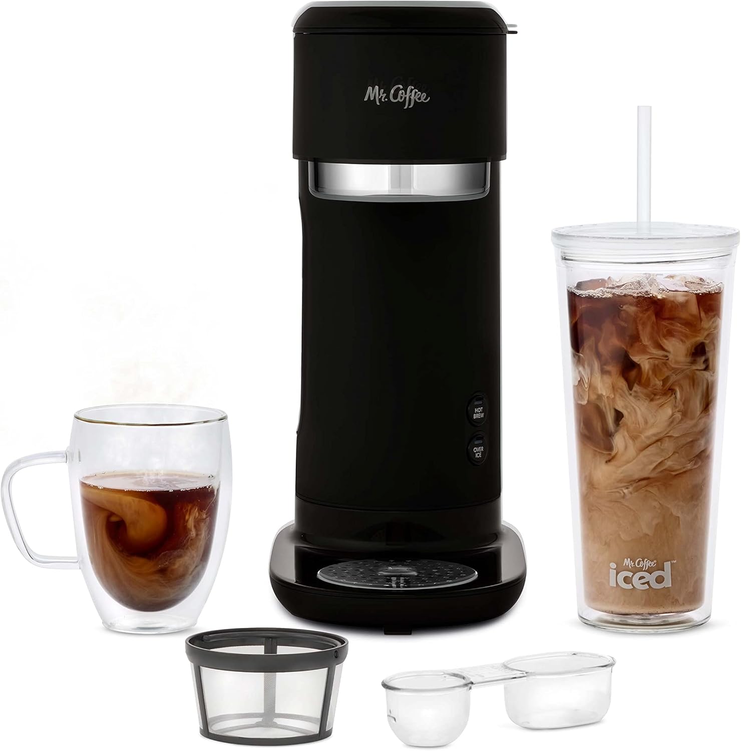 Mr. Coffee Iced and Hot Coffee Maker, Single Serve Machine with 22-Ounce Tumbler and Reusable Coffee Filer, Black - Image 2