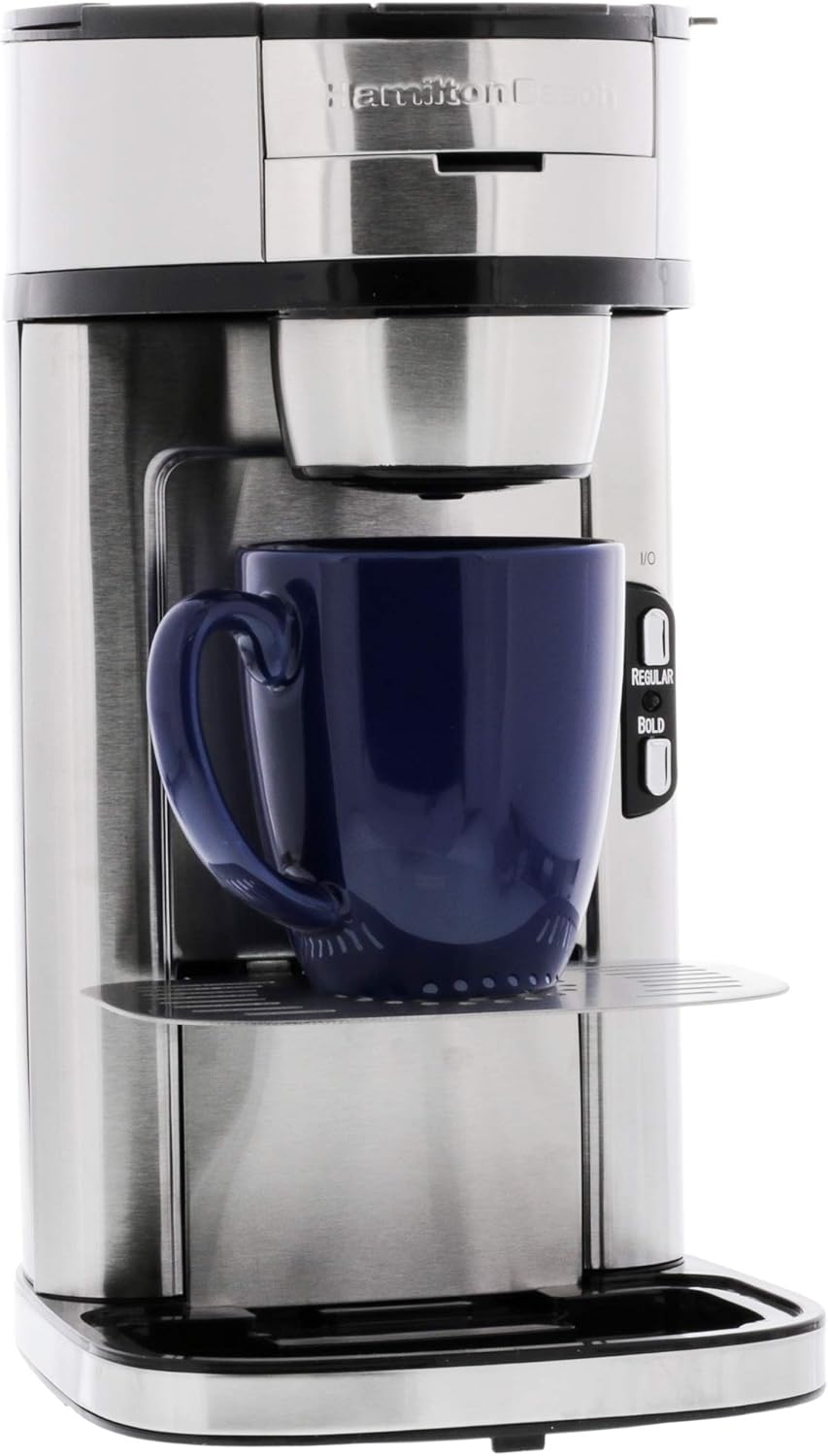 Hamilton Beach The Scoop Single Serve Coffee Maker & Fast Grounds Brewer, Brews in Minutes, 8-14oz. Cups, Stainless Steel - Image 5