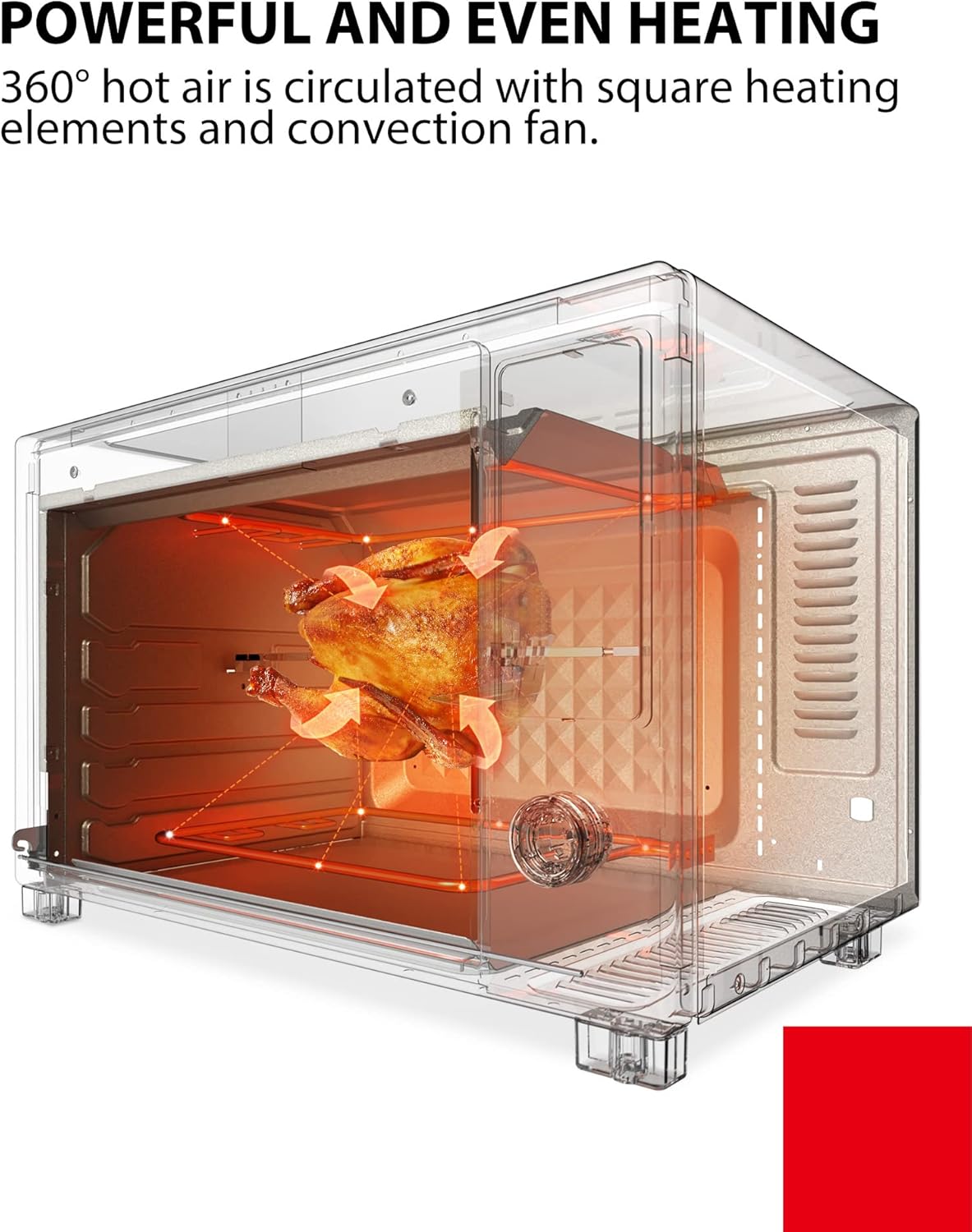 TOSHIBA Hot Air Convection Toaster Oven, Extra Large 34QT/32L, 9-in-1 Cooking Functions, Crispy Grill, Dehydrate, Rotisserie, 6 Accessories Included, 1650W, Black Stainless Steel - Image 5