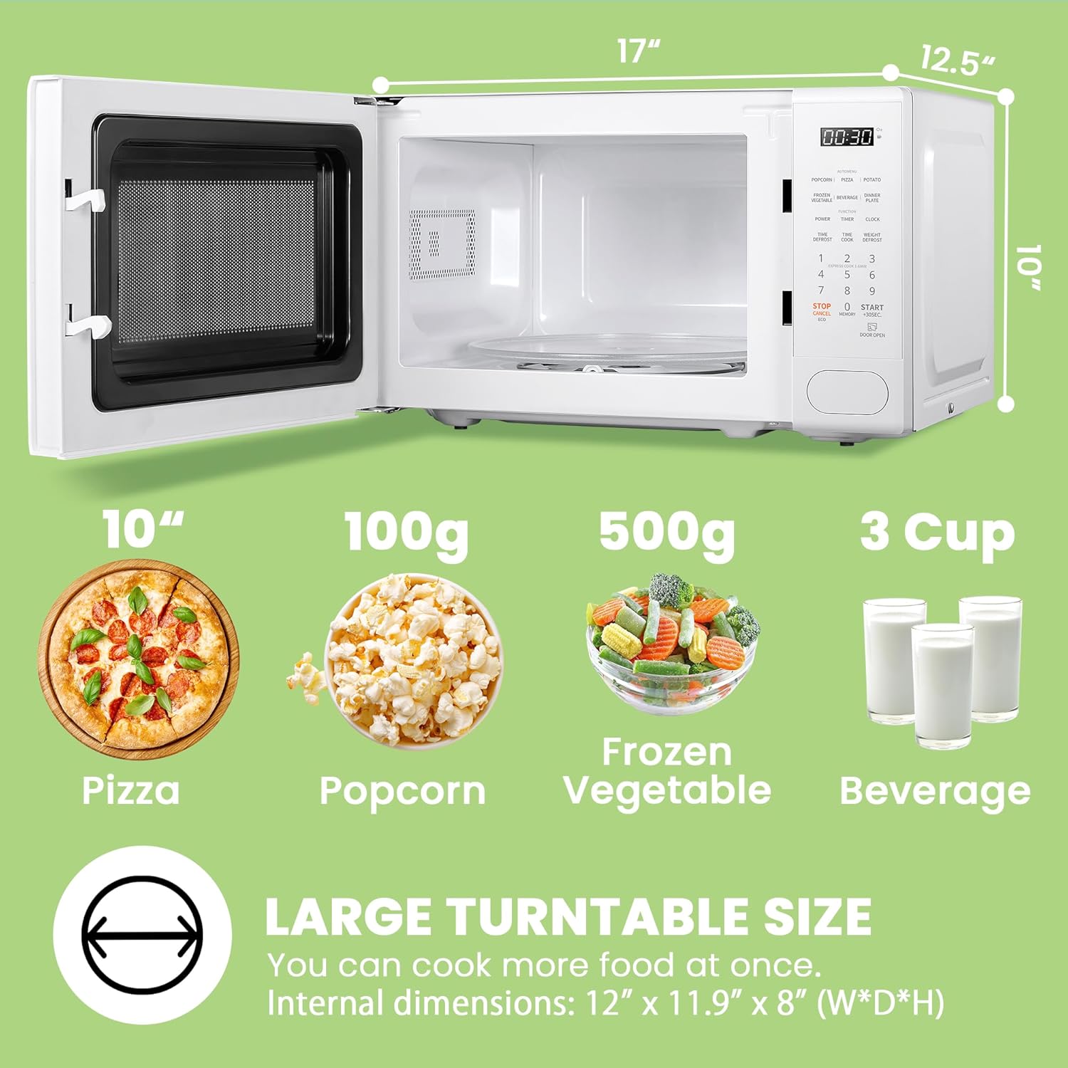 COMFEE CMO-C20M1WH Retro Microwave with 11 power levels, Fast Multi-stage Cooking, Turntable Reset Function Kitchen Timer, Speedy Cooking, Weight/Time Defrost, Memory function, Children Lock, 700W - Image 8