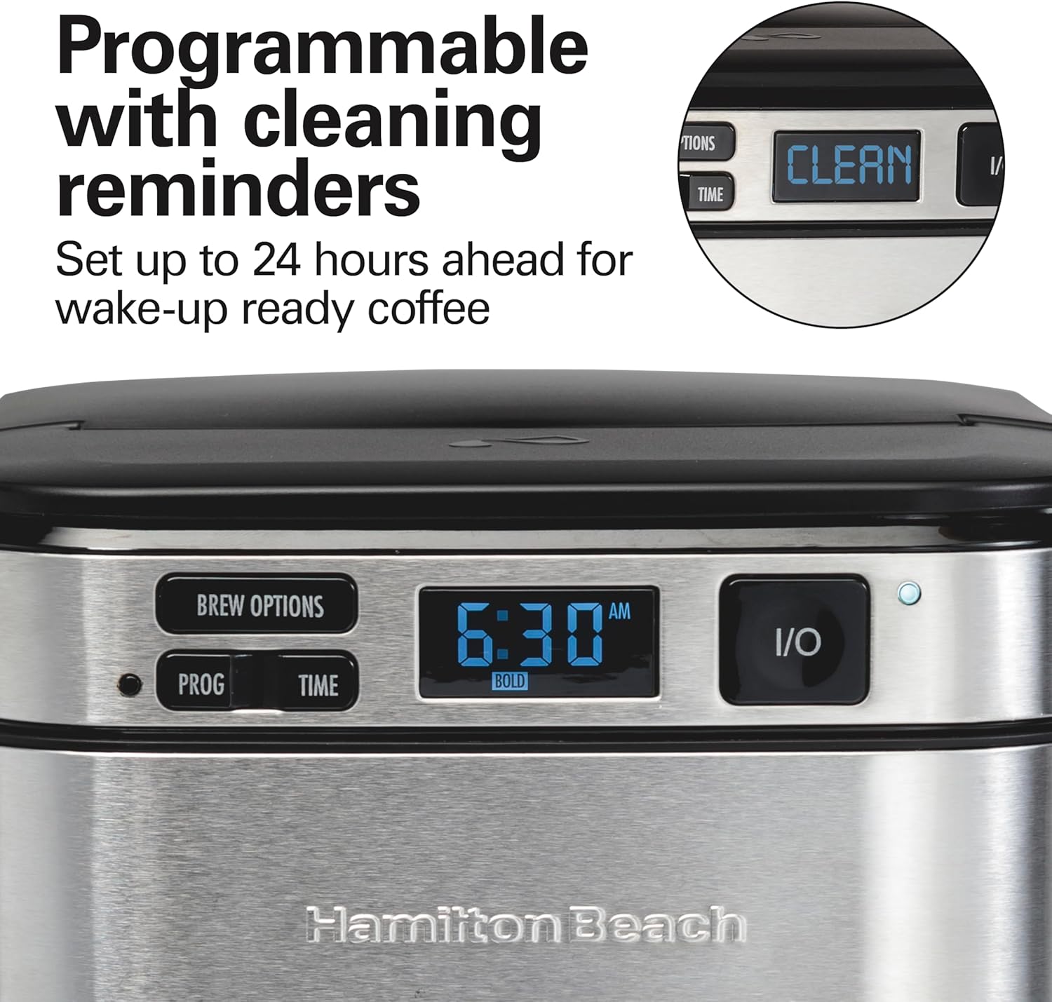Hamilton Beach Programmable Coffee Maker, 12 Cups, Front Access Easy Fill, Pause & Serve, 3 Brewing Options, Black (46310) - Image 4