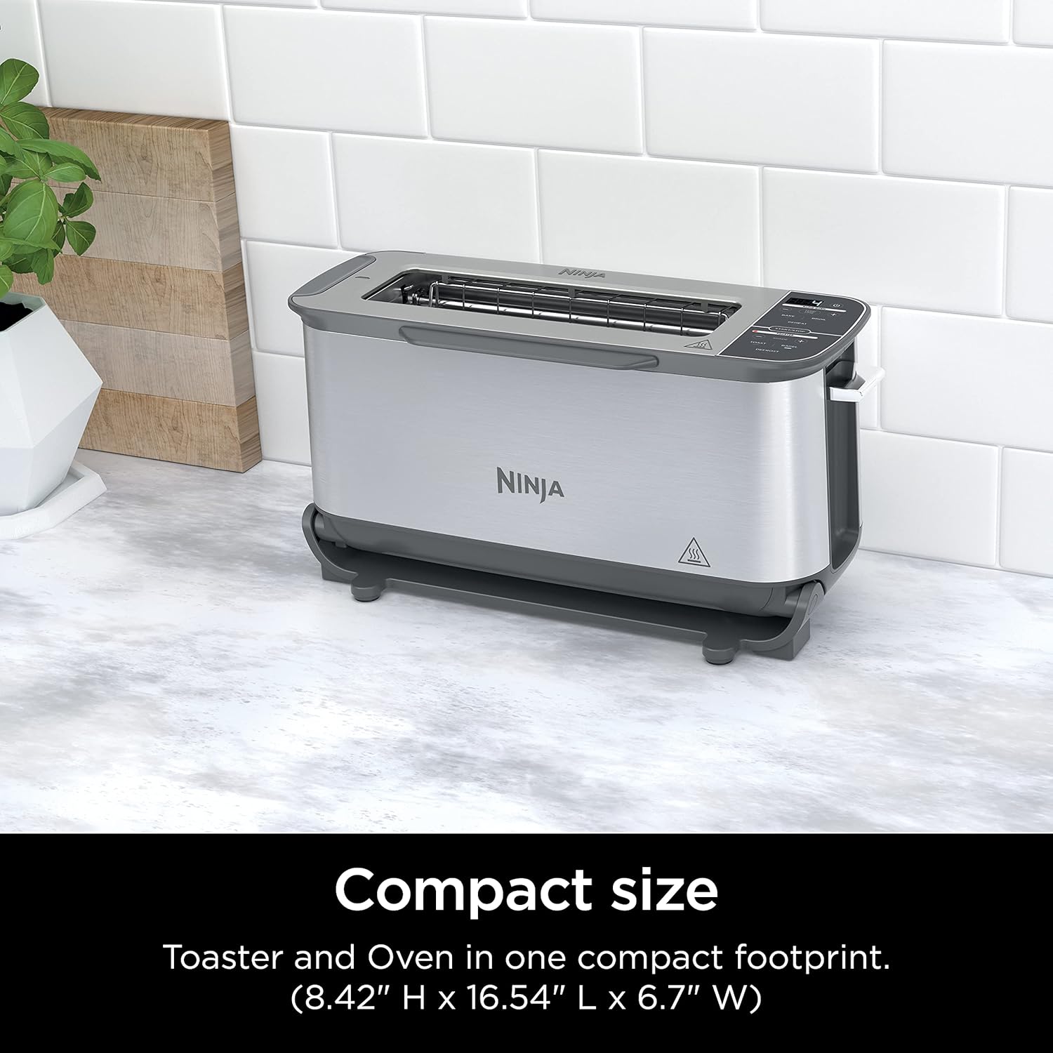 Ninja ST101 Foodi 2-in-1 Flip Toaster, 2-Slice Capacity, Compact Toaster Oven, Snack Maker, Reheat, Defrost, 1500 Watts, Stainless Steel, 6 Functions - Image 8