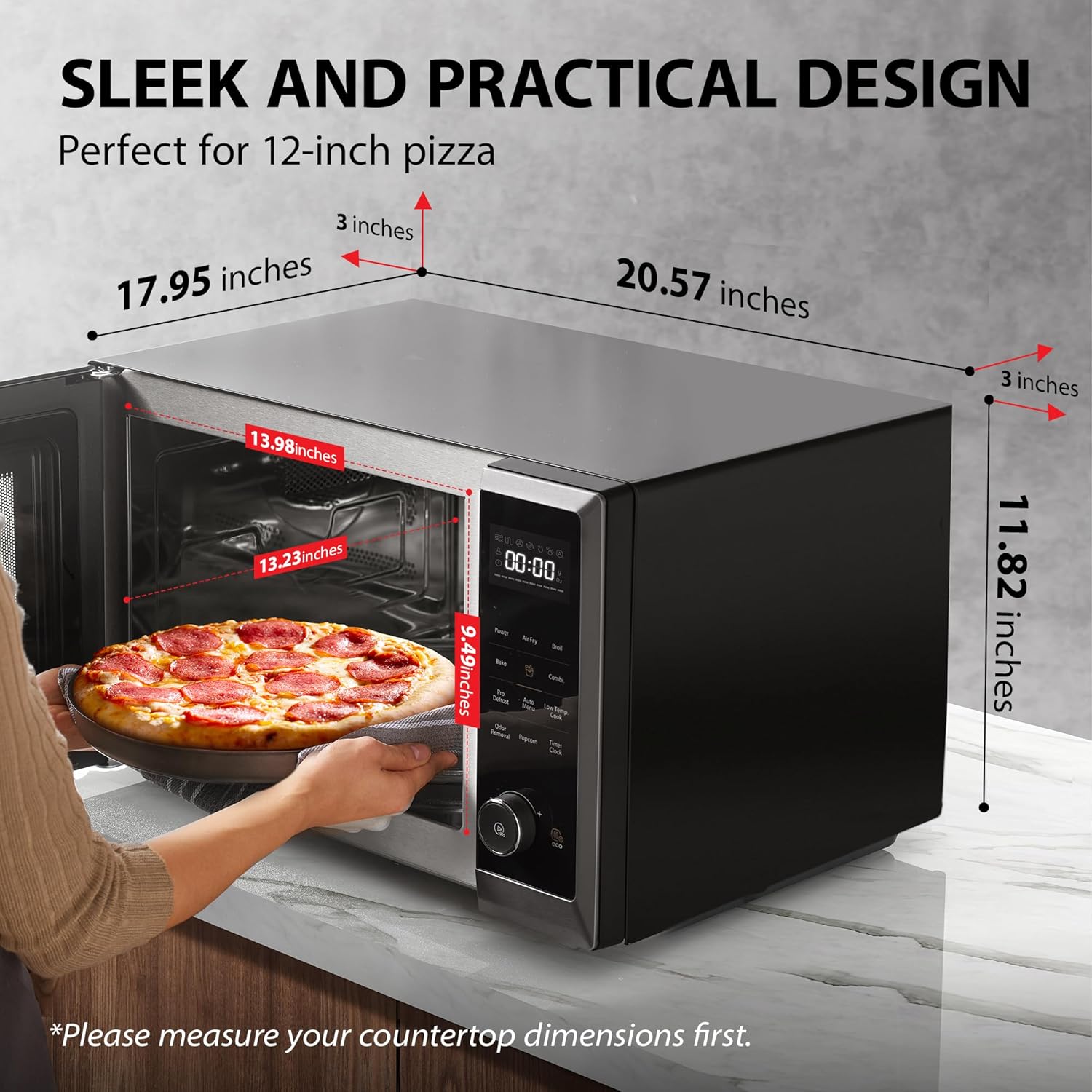 TOSHIBA Air Fryer Combo 8-in-1 Countertop Microwave Oven, Convection, Broil, Odor removal, Mute Function, 12.4" Position Memory Turntable with 1.0 Cu.ft, Black stainless steel, ML2-EC10SA(BS) - Image 9