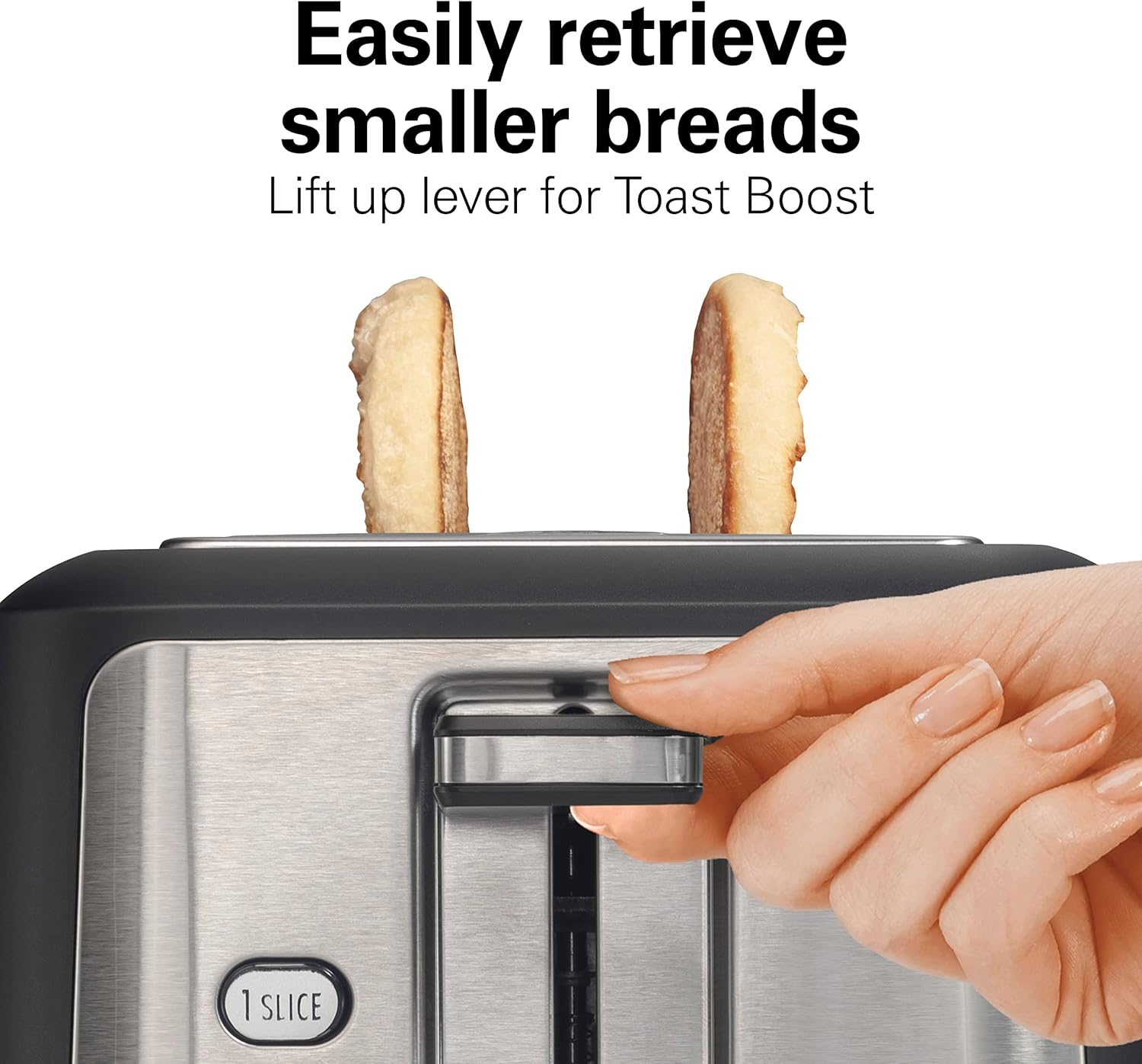 Hamilton Beach Gourmet 2 Slice Slot Toaster with Extra Long & Wide Slots, Sure-Toast Technology, Shade Selector, Bagel Setting, Matte Black and Stainless Steel (22996) - Image 7