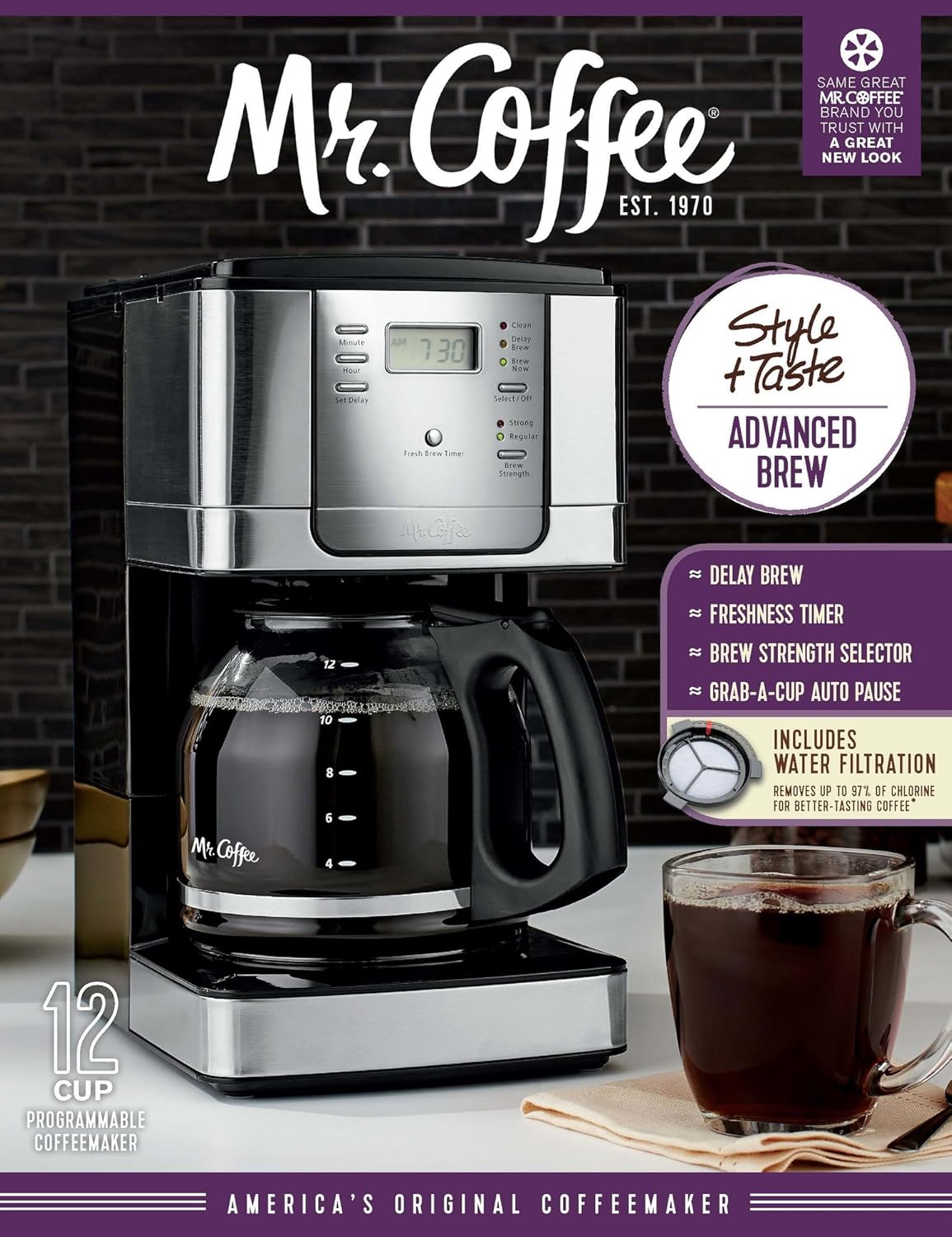 Mr. Coffee 12-Cup Programmable Coffee Maker, Stainless Steel - Image 4