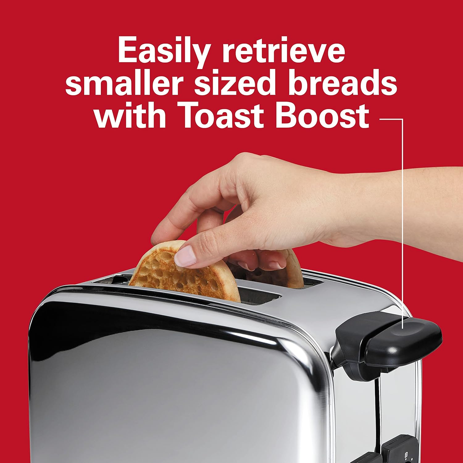 Hamilton Beach Retro Toaster with Wide Slots, Sure-Toast Technology, Bagel & Defrost Settings, Auto Boost to Lift Smaller Breads, 2 Slice, Polished Stainless Steel (22782) - Image 4