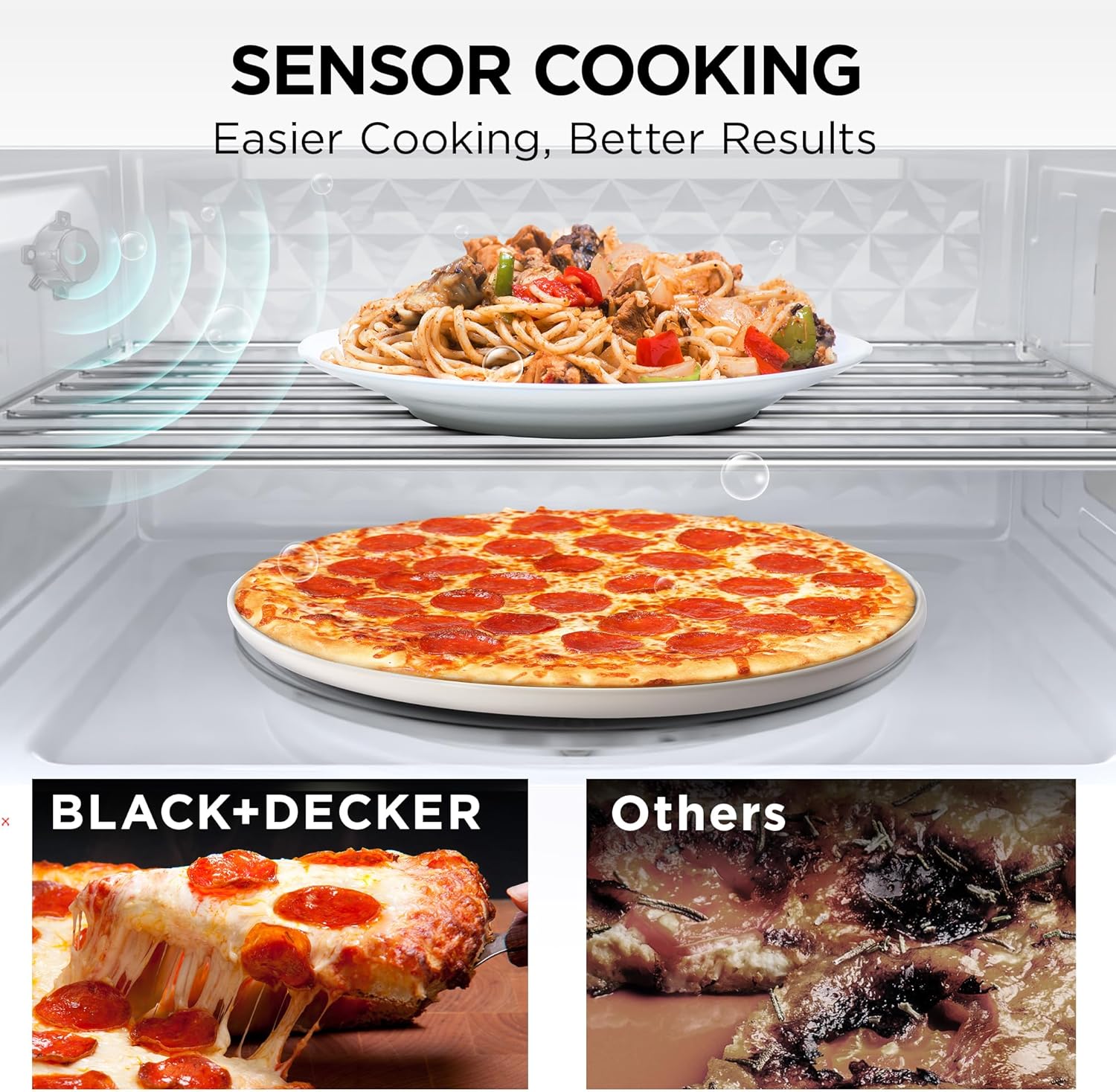 BLACK+DECKER EM044KB19 Over The Range Microwave Oven with One Touch, 1000 Watts, 400 CFM and Sensor Cooking, OTR 1.9 Cu.ft - Image 5