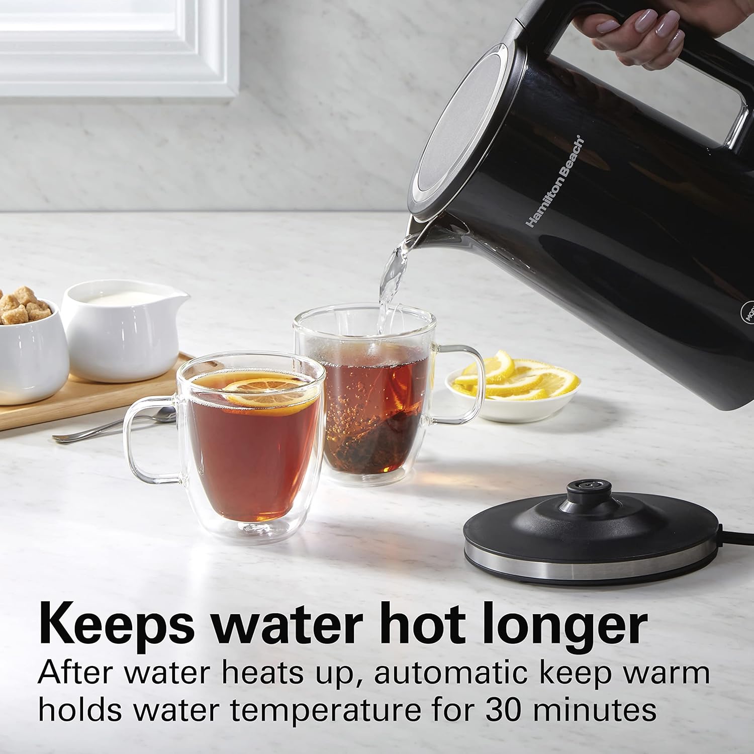 Hamilton Beach Digital Temperature Control Electric Tea Kettle, Hot Water Boiler & Heater 1.7L, 5 Preset Modes + Keep Warm, Fast Boil 1500 Watts, BPA Free, Cool-Touch Exterior, Black (41033) - Image 8