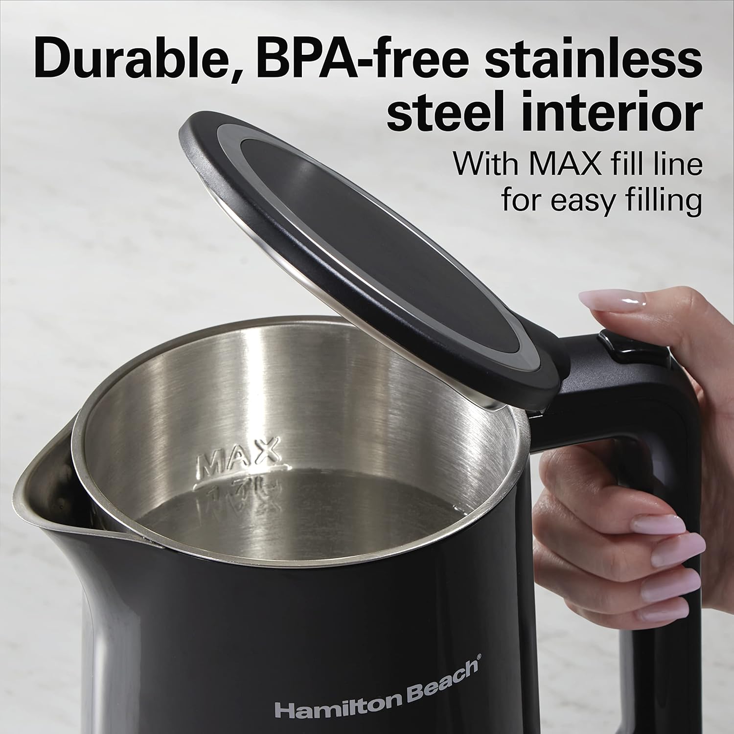 Hamilton Beach Digital Temperature Control Electric Tea Kettle, Hot Water Boiler & Heater 1.7L, 5 Preset Modes + Keep Warm, Fast Boil 1500 Watts, BPA Free, Cool-Touch Exterior, Black (41033) - Image 5