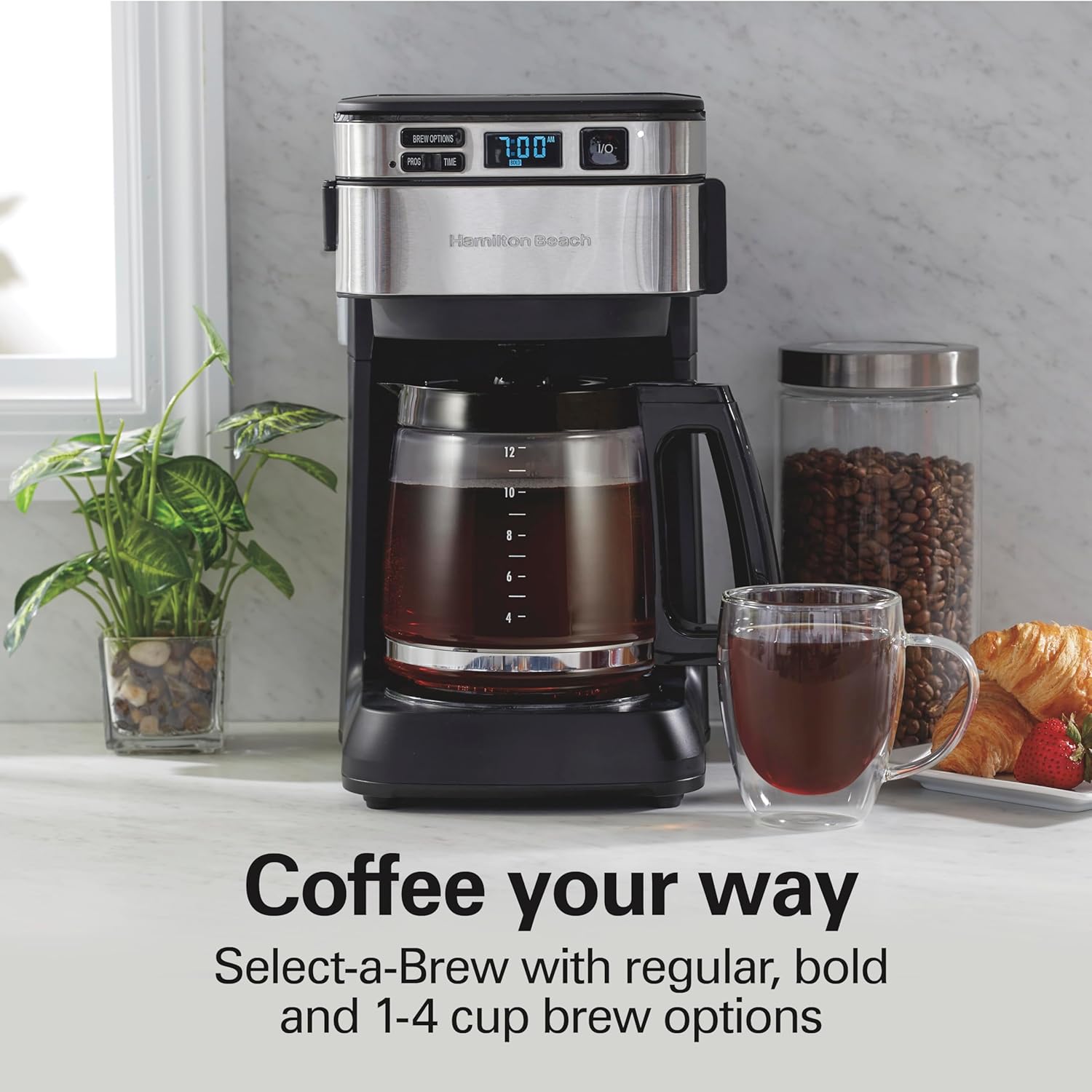Hamilton Beach Programmable Coffee Maker, 12 Cups, Front Access Easy Fill, Pause & Serve, 3 Brewing Options, Black (46310) - Image 7
