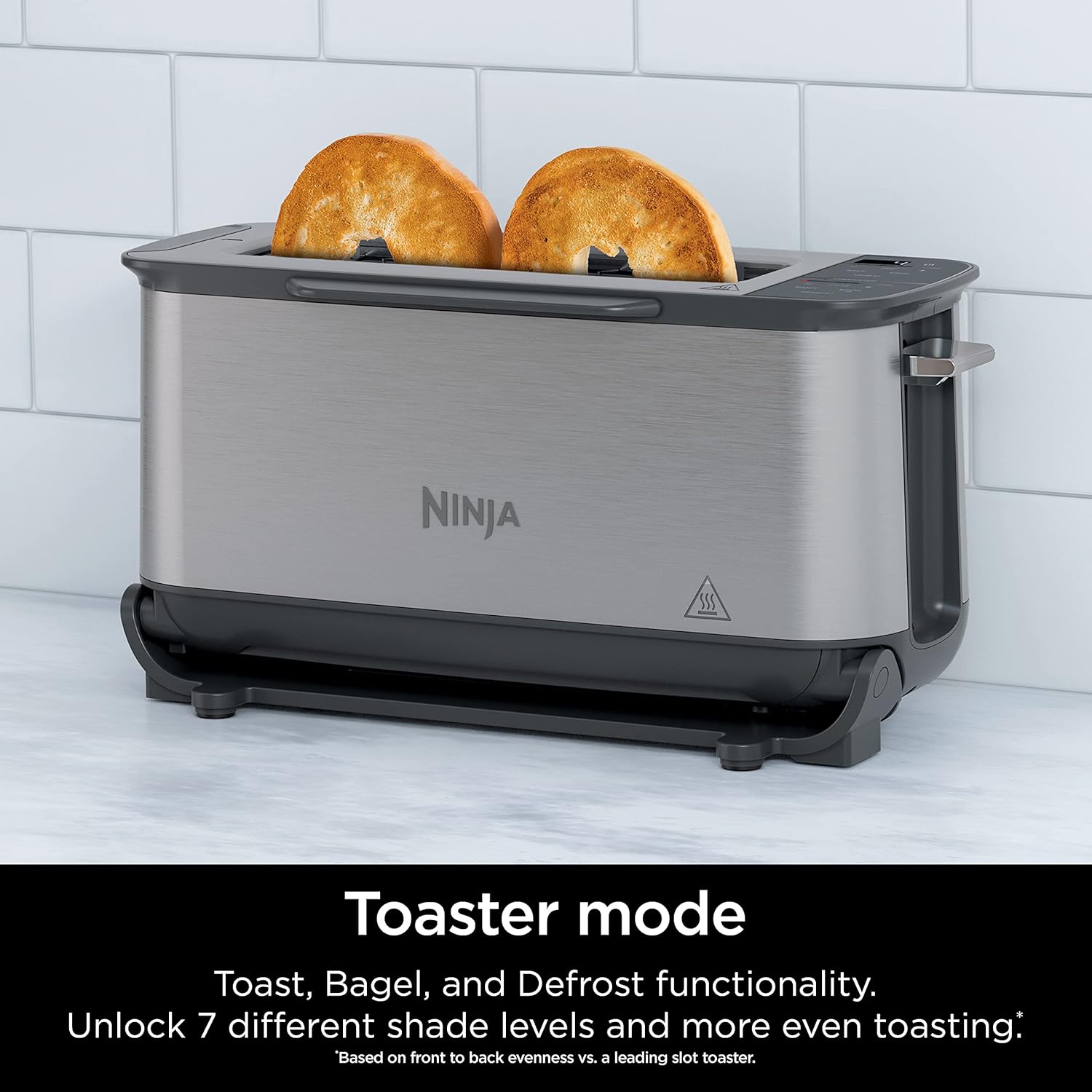 Ninja ST101 Foodi 2-in-1 Flip Toaster, 2-Slice Capacity, Compact Toaster Oven, Snack Maker, Reheat, Defrost, 1500 Watts, Stainless Steel, 6 Functions - Image 4