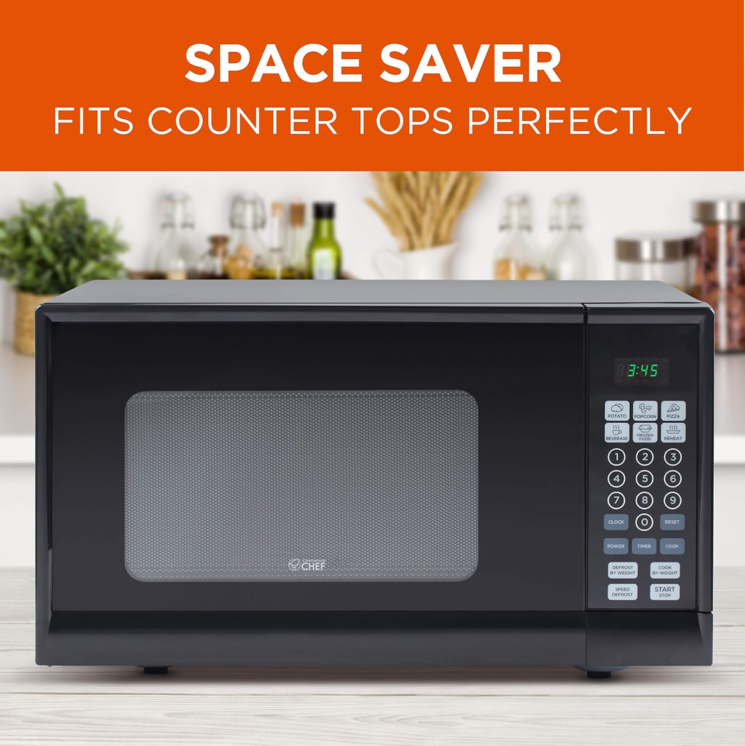 COMMERCIAL CHEF 0.9 Cu Ft Microwave with 10 Power Levels, Push Button and Child Lock, 900 Watt Microwave with Digital Controls, Countertop Microwave with Timer and Quick-Touch Menu, Black - Image 6