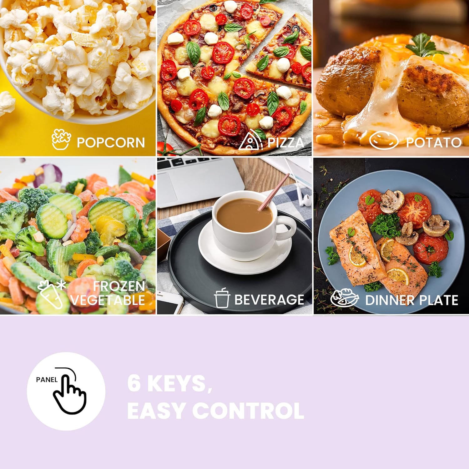 COMFEE CMO-C20M1WB Countertop Microwave Oven, 0.7 cu.ft Small Microwave with 11 power levels,Turntable Reset Function, Speedy Cooking, Weight/Time Defrost, Memory function, Children Lock, 700W - Image 4