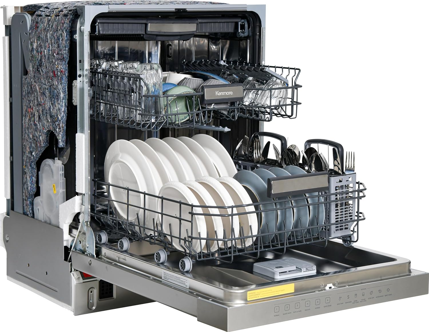 Kenmore 24" Built-In Stainless Steel Tub Dishwasher with EasyFlex 3rd Rack, SmartWash, UltraWash Plus, TurboDry, and Adjustable Rack, Energy Star Certified, Fingerprint Resistant Stainless Steel - Image 8