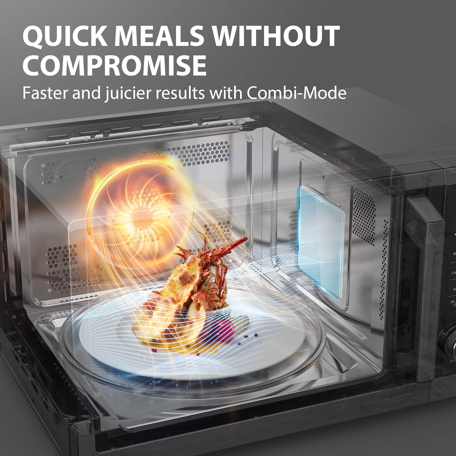 TOSHIBA Countertop Microwave Oven Air Fryer Combo, Inverter, Convection, Broil, Speedy Combi, Even Defrost, Humidity Sensor, Mute Function, 27 Auto Menu&47 Recipes, 1.0 cu.ft/30QT, 1000W - Image 6