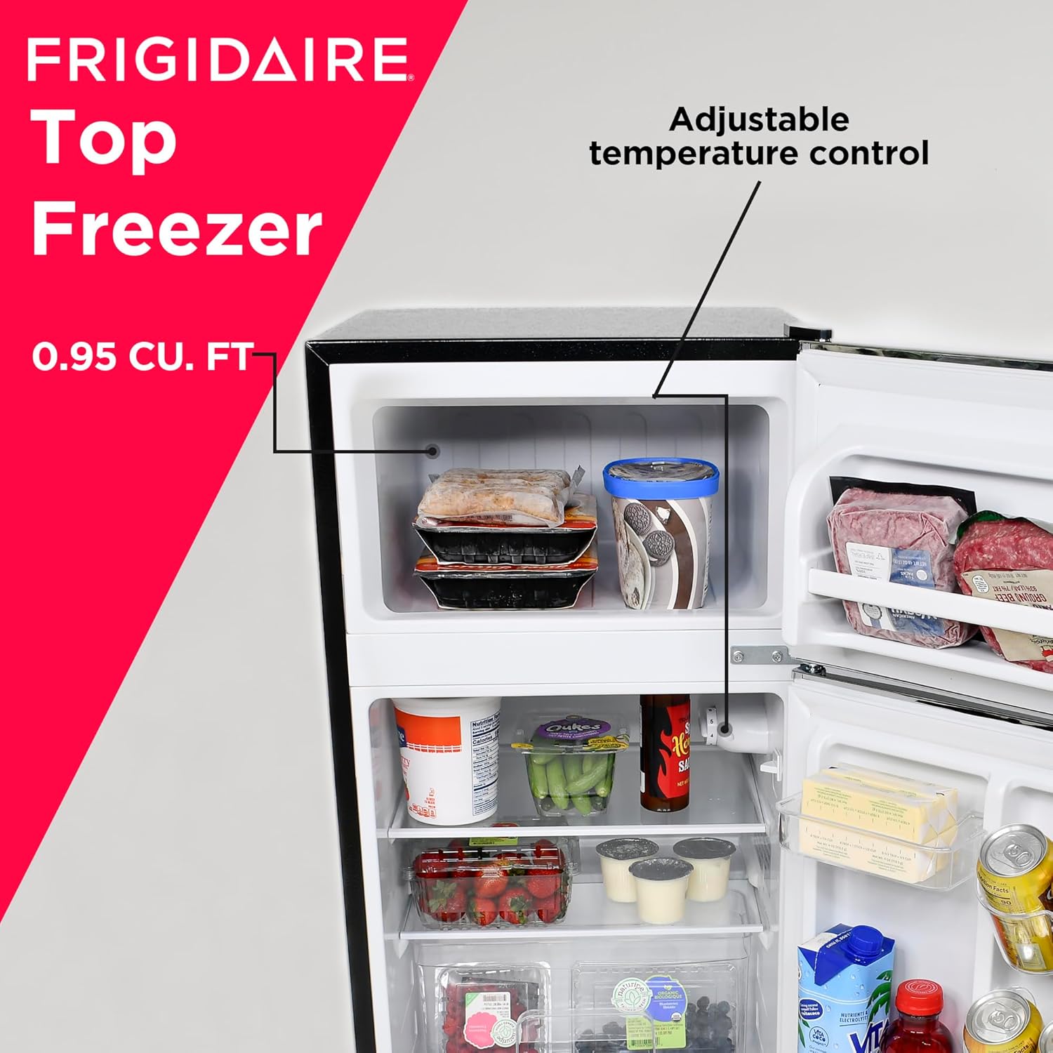 Frigidaire EFR341 Compact Small Top-Freezer Refrigerator, Stainless Steel Mini Bar Fridge Platinum Series-21.26" D x 17.83" W x 33.5" H, 3.2 cu ft Double Door - Image 7