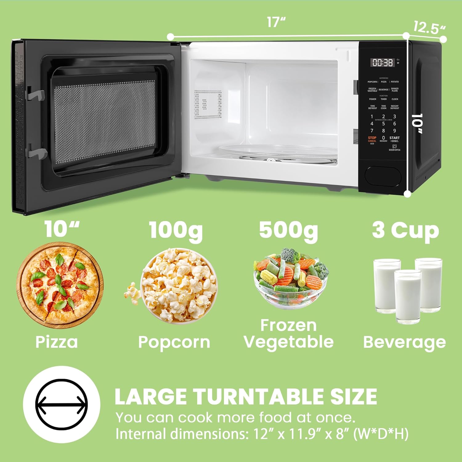 COMFEE CMO-C20M1WB Countertop Microwave Oven, 0.7 cu.ft Small Microwave with 11 power levels,Turntable Reset Function, Speedy Cooking, Weight/Time Defrost, Memory function, Children Lock, 700W - Image 8