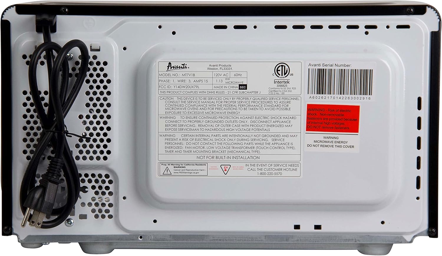 Avanti MT7V1B Microwave Oven 700-Watts Compact with 6 Pre Cooking Settings, Speed Defrost, Electronic Control Panel and Glass Turntable, Black - Image 8