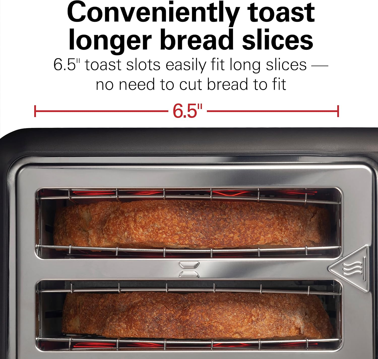 Hamilton Beach Gourmet 2 Slice Slot Toaster with Extra Long & Wide Slots, Sure-Toast Technology, Shade Selector, Bagel Setting, Matte Black and Stainless Steel (22996) - Image 4