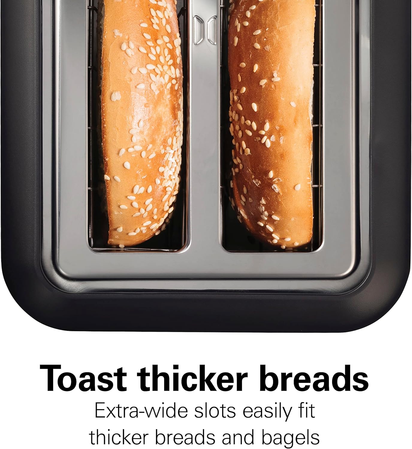 Hamilton Beach Gourmet 2 Slice Slot Toaster with Extra Long & Wide Slots, Sure-Toast Technology, Shade Selector, Bagel Setting, Matte Black and Stainless Steel (22996) - Image 6